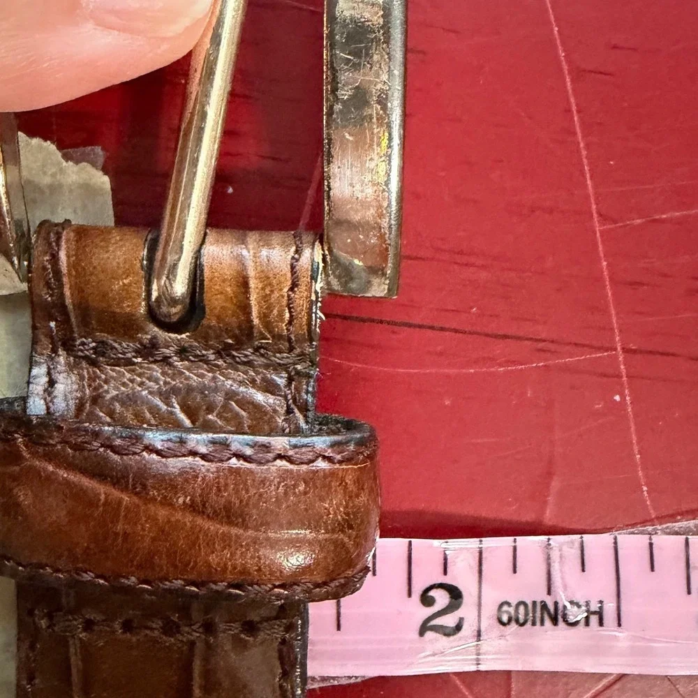 Fossil Vintage Croco‎ Embossed Leather Belt Womens Size S Brown Gold Y2K Cowhide